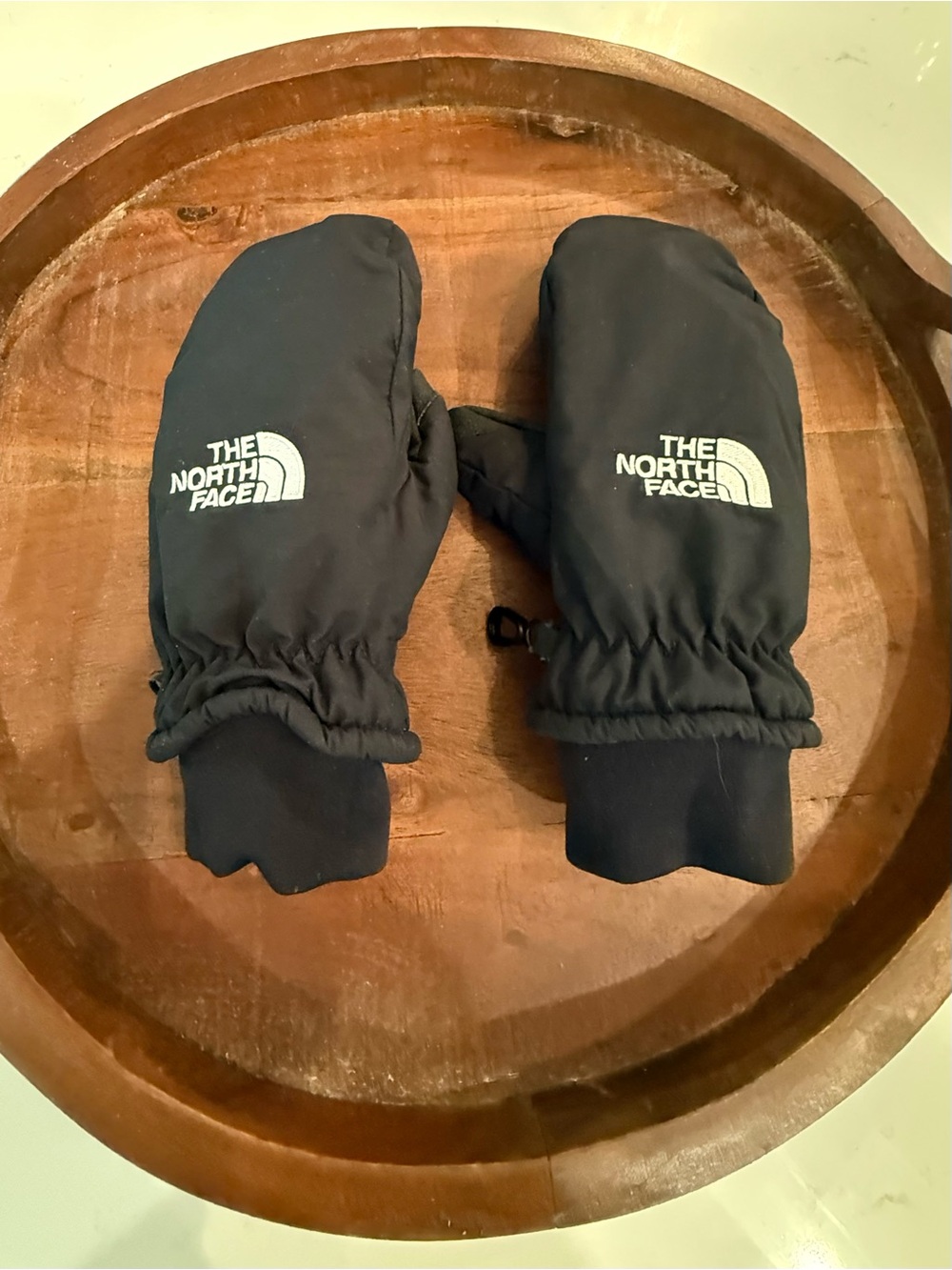 The North Face Kids Black Mittens with White Logo